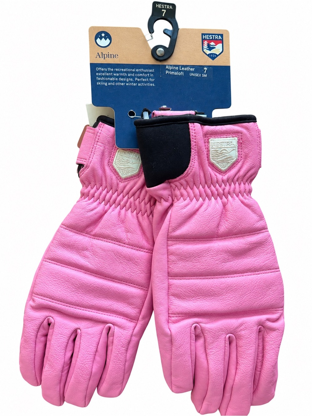 Hestra Pink Alpine Leather Ski Gloves